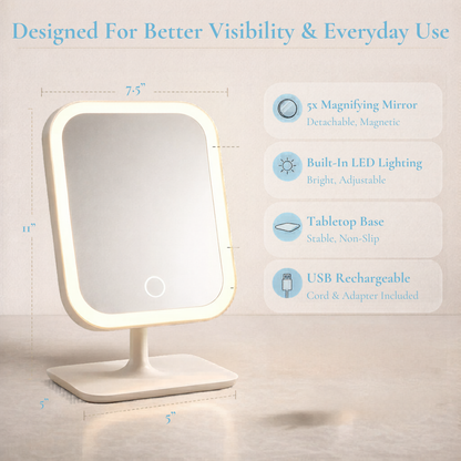 5x Magnifying Built-in LED light Makeup Vanity Mirror