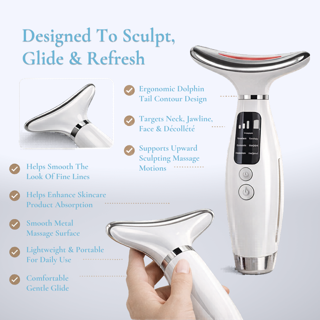 7-Color LED Light Dolphin Tail Neck Lifting & Tightening Massager Device